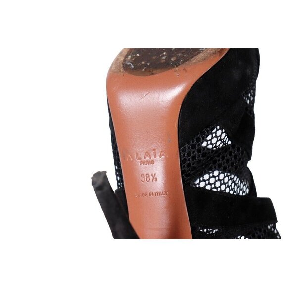 ALAÏA Women 8.5 US Black Crisscross Mesh Fishnet Sandals Platform Stiletto Pumps - Picture 9 of 11